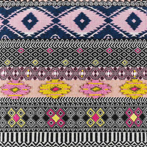 Surya Haruki 20" X 20" Global Inspired Accent Pillow - Elegant, Durable Home Decor For Eclectic Charm Black Cotton,Polyester,Cotton Hau002-2020