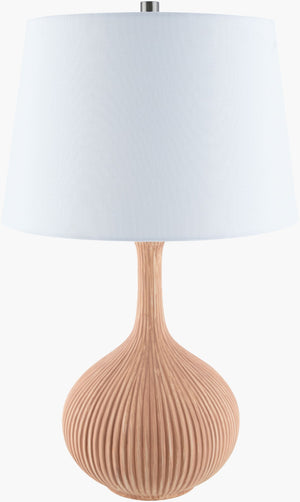 Livabliss Hawston Ceramic Table Lamp with Linen Shade Iron Finial Cottage Bedroom Accent HAW-001