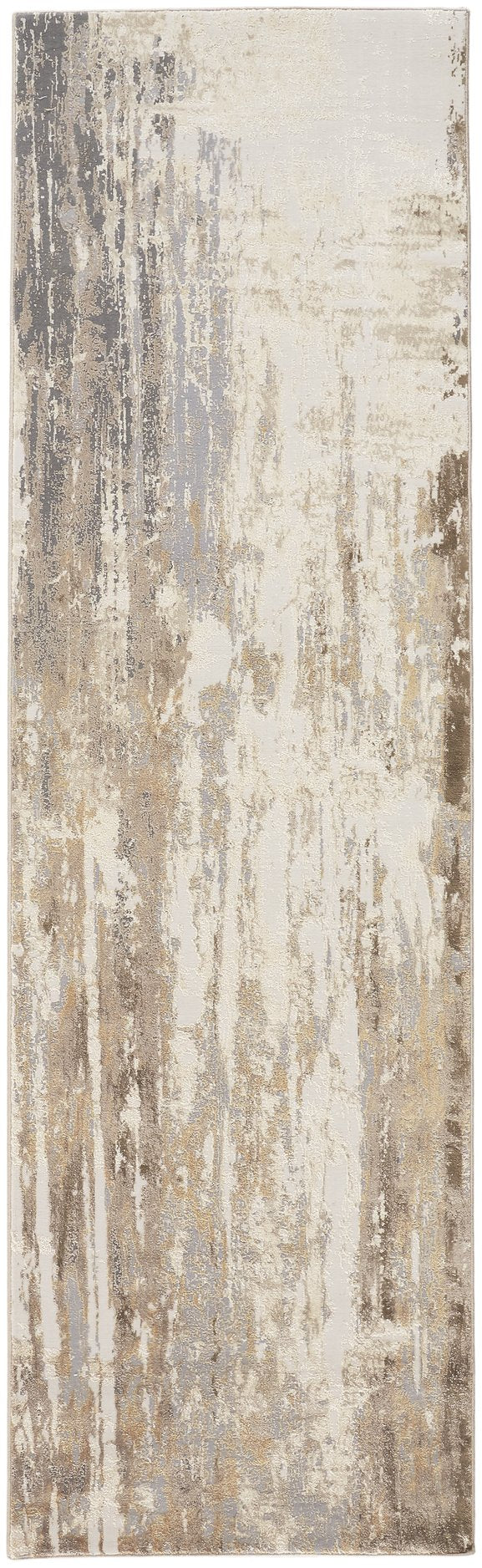 Feizy Rugs Parker Abstract Distressed Rug - Contemporary Viscose And Polyester Design For Modern Interiors Tan,Ivory,Gray Viscose,Polyester Prk3709fgrybgei68