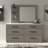 Parker House Pure Modern - Bedroom King Panel Bed With Dresser And Mirror Grey Oak Solids ,Oak Veneers Bpur-3pc-1166-dm