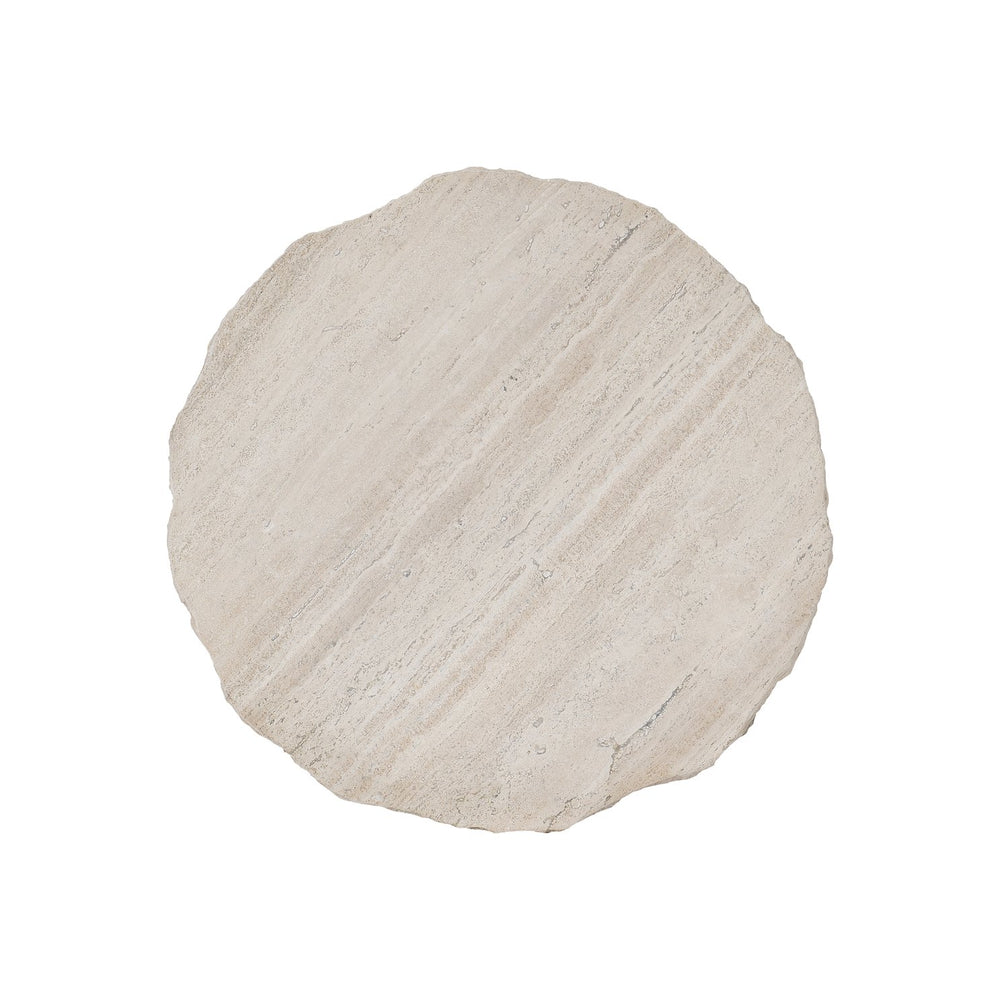 Bernhardt Bernhardt Travertine Sayers Side Table With Chiseled Edge Top And Oil-Rubbed Bronze Geometric Base 414123