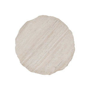 Bernhardt Bernhardt Travertine Sayers Side Table With Chiseled Edge Top And Oil-Rubbed Bronze Geometric Base 414123