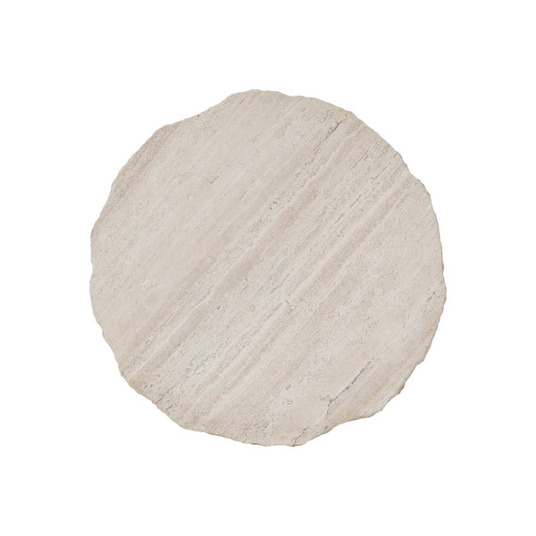 Bernhardt Bernhardt Travertine Sayers Side Table With Chiseled Edge Top And Oil-Rubbed Bronze Geometric Base 414123