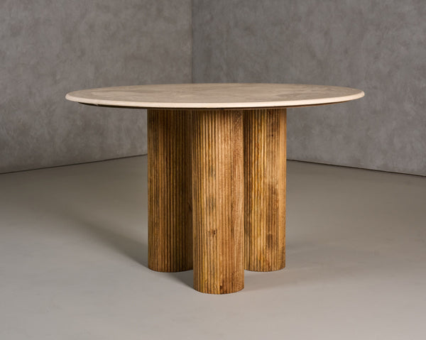 VIG Furniture Modrest Hayden - Modern Marble + Wood Round Dining Table VGBR-SBA-4788