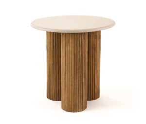 VIG Furniture Modrest Hayden - Modern Marble + Wood Round End Table VGBR-SBA-4867