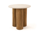 Modrest Hayden - Modern Marble + Wood Round End Table