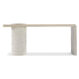 Bernhardt Bernhardt Sculptural Antibes Console Table, 76" Rustic Oak Waterfall Top & Pumice Concrete Pedestal 350911