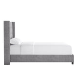 Homelegance By Top-Line Harlyn Tufted Linen Wingback Bed Grey Linen