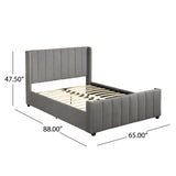 Christopher Knight Home® - Noble House - Antoinette Fully-Upholstered Bed Frame - Queen-Size - Traditional - Charcoal Gray