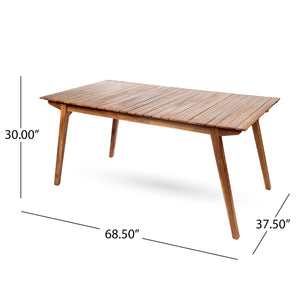 English Elm Outdoor Acacia Wood Rectangular Patio Dining Table Seats Six with Teak Finish 60388.00