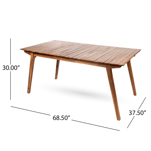 English Elm Outdoor Acacia Wood Rectangular Patio Dining Table Seats Six with Teak Finish 60388.00