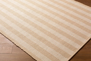 Livabliss Harbor Handwoven Recycled Pet Flatweave Rug Artisan Coastal Bohemian Indoor Outdoor Beige, Cream. 2' x 3' HBB2304-23