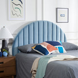 Safavieh Solare Striped Arched Headboard XII23 Slate Blue Velvet  Solid Acacia/ Mdf/Plywood/Velvet HBD6400A-Q