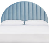 Safavieh Solare Striped Arched Headboard XII23 Slate Blue Velvet  Solid Acacia/ Mdf/Plywood/Velvet HBD6400A-Q