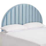 Safavieh Solare Striped Arched Headboard XII23 Slate Blue Velvet  Solid Acacia/ Mdf/Plywood/Velvet HBD6400A-Q