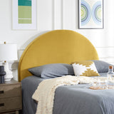 Safavieh Sunnira Arched Headboard XII23 Mustard Velvet Solid Acacia/ Mdf/Plywood/Velvet HBD6402A-Q