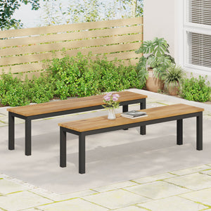 English Elm Lindsey Outdoor Acacia Wood Slat Bench with Metal Base for Patio and Garden Spaces 71986.00