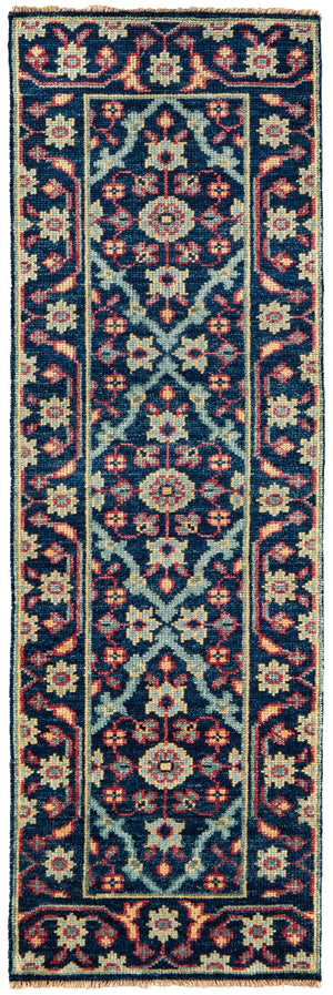 Feizy Rugs Piraj Wool Hand Knotted Vintage Rug Blue/Green/Red 2'-6" x 8'