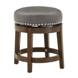 Homelegance By Top-Line Emerson Brown Finish Faux Leather 18" Swivel Dining Height Stool (Set of 2) Grey Rubberwood