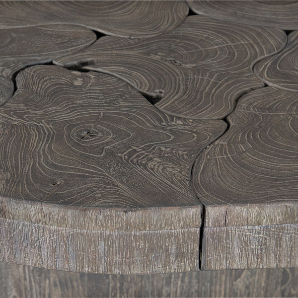 Bernhardt Bernhardt Carbonized Teak Madura Outdoor Dining Table — 60" Round Smoked Truffle Top, Metal Supports K1602