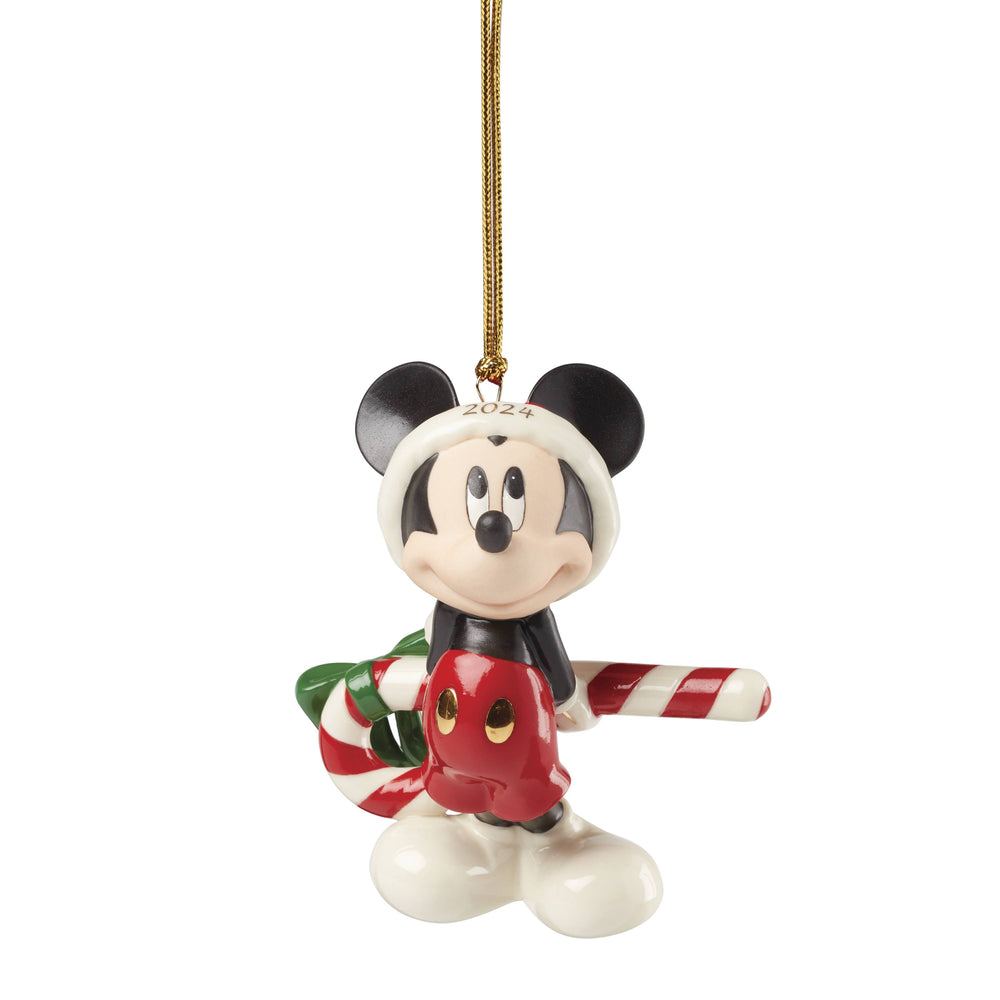 Lenox 2024 Mickey Mouse With Candy Cane Ornament Blue, IVORY PORCELAIN 895791