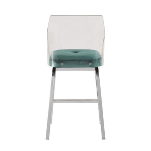 Homelegance By Top-Line Darrion Velvet Counter Height Swivel Stools (Set of 2) Teal Metal