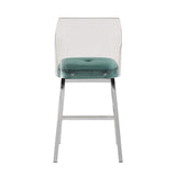 Homelegance By Top-Line Darrion Velvet Counter Height Swivel Stools (Set of 2) Teal Metal