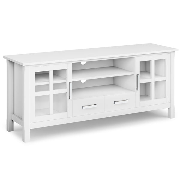 English Elm Kitchener 60" White TV Media Stand for up to 65" TVs — Solid Wood, Glass Doors, Drawers & Cord Management B136P158769