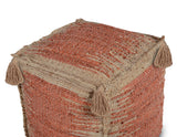 English Elm Steve Silver - Jafar - Square Handwoven Jute Pouf - Red