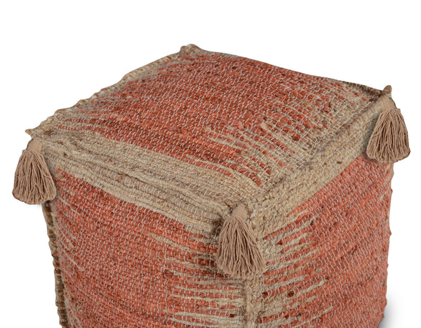 English Elm Steve Silver - Jafar Handwoven Square Jute Pouf in Red – Sustainable 91% Jute Cover, Cotton Lining, Thermocol Fill (21x21x20.75) B081P157399