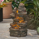 Christopher Knight Home® - Noble House - Coweta Outdoor 4 Tier Rock Fountain, Light Brown