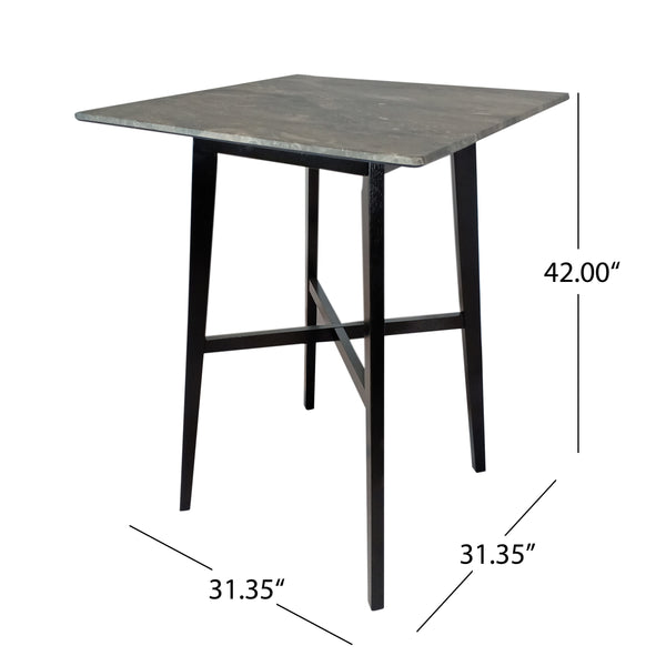 English Elm Christopher Knight Home® - Modern Bar Height Dining Table with Durable High-Pressure Laminate Top and Sleek Rubberwood Legs, Black Finish Grey+Black 65503.00