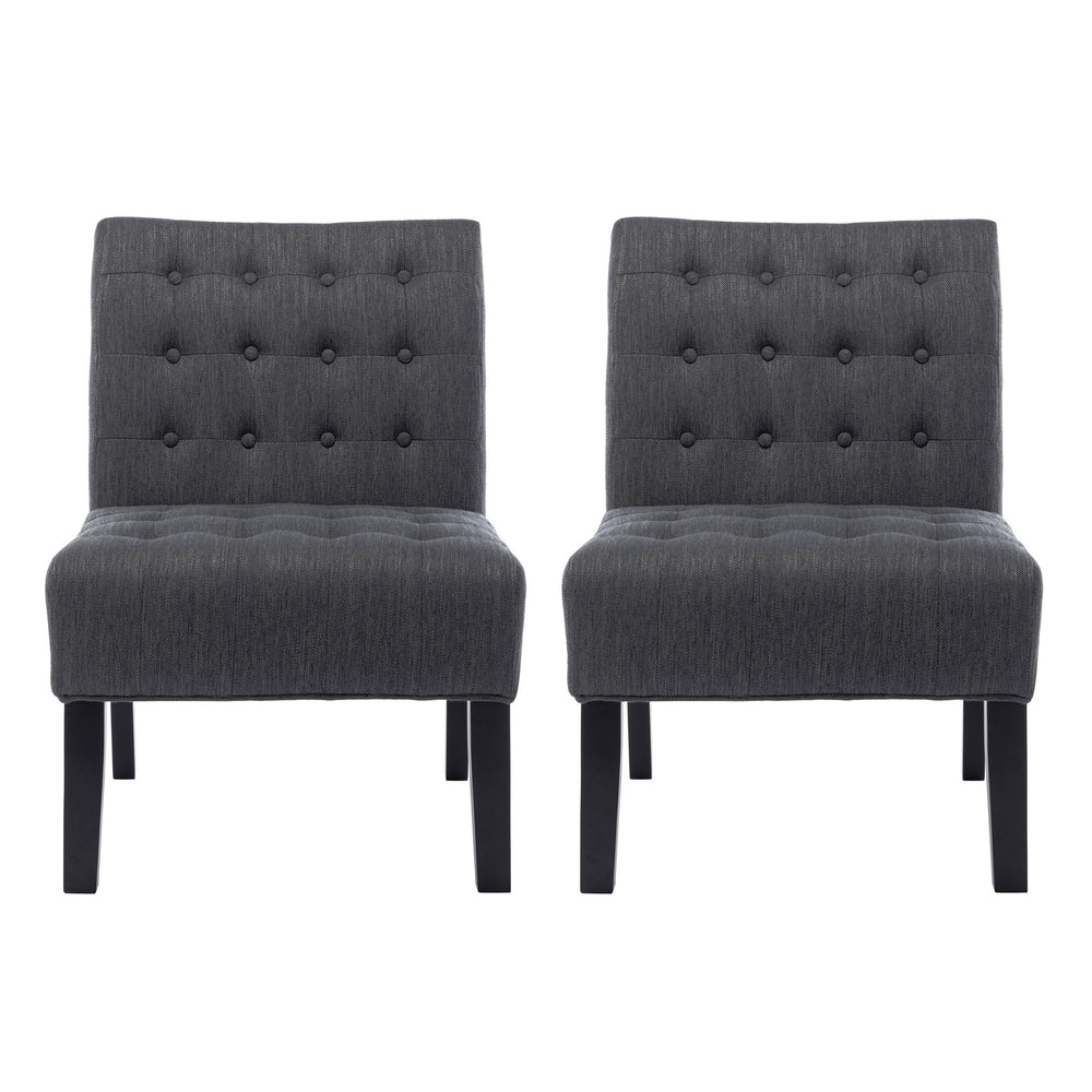 English Elm Accent Slipper Chairs Set of Two Button Tufted Plush Upholstered Living Room Pair 70752.00