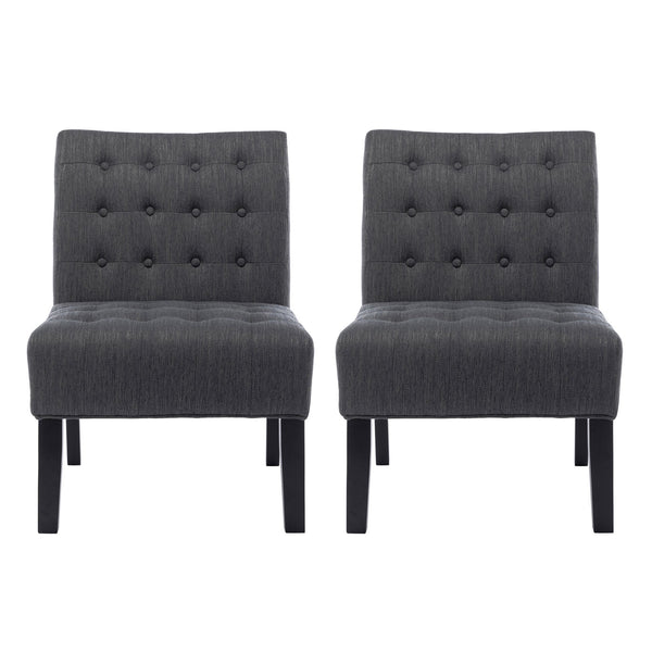 English Elm Accent Slipper Chairs Set of Two Button Tufted Plush Upholstered Living Room Pair 70752.00