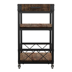 Homelegance By Top-Line Rafferty Rustic Serving Cart Black Wood