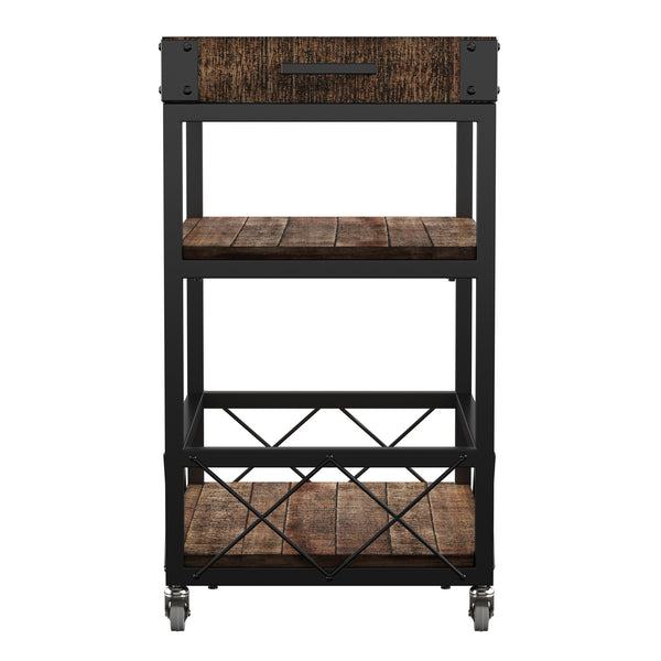 Homelegance By Top-Line Rafferty Rustic Serving Cart Black Wood