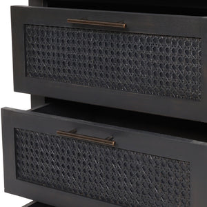 English Elm Christopher Knight Home® - 3 DRAWER DRESSER Dark Grey Acacia Wood with Cane Webbing Accents, 3-Drawer Storage Chest, 36"W x 36"H 71932.00DGRY