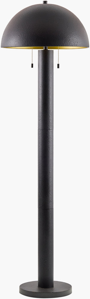 Surya Hobro 65" Tall Iron Accent Floor Lamp - Traditional Elegance With Hand-painted Charm For Your Decor Body, Black,Base, Black,Shade (Outside), Black,Shade (Inside), Gold,Finial, Black,Harp, Black,Cord, Translucent Iron,Iron,Metal,Metal,Iron Hbr-001