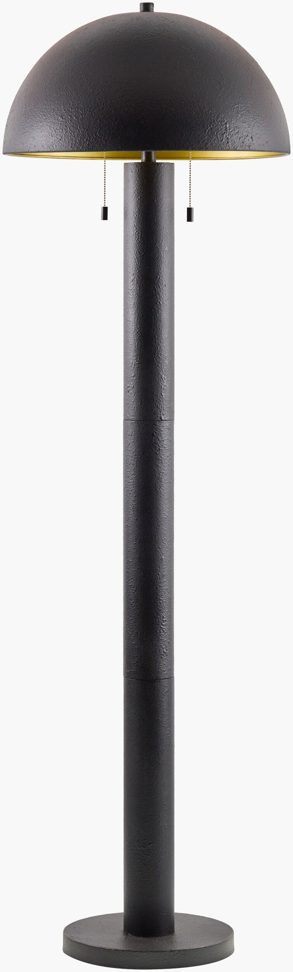 Surya Hobro 65" Tall Iron Accent Floor Lamp - Traditional Elegance With Hand-painted Charm For Your Decor Body, Black,Base, Black,Shade (Outside), Black,Shade (Inside), Gold,Finial, Black,Harp, Black,Cord, Translucent Iron,Iron,Metal,Metal,Iron Hbr-001