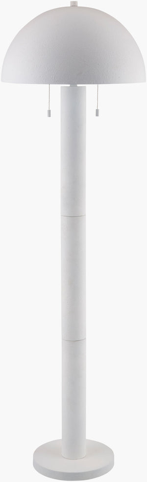 Surya Hobro 65" Tall Iron Accent Floor Lamp - Traditional Elegance With Hand-painted Charm For Your Decor Body, White,Base, White,Shade, White,Finial, White,Harp, White,Cord, Translucent Iron,Iron,Metal,Metal,Iron Hbr-002