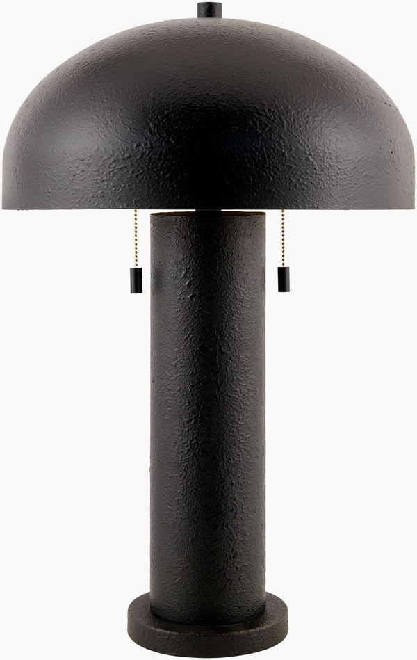 Surya Hobro 25" Tall Hand-painted Accent Table Lamp - Modern Elegance With Timeless Charm For Your Home Body, Black,Base, Black,Shade (Outside), Black,Shade (Inside), Gold,Finial, Black,Harp, Black,Cord, Translucent Iron,Iron,Metal,Metal,Iron Hbr-003