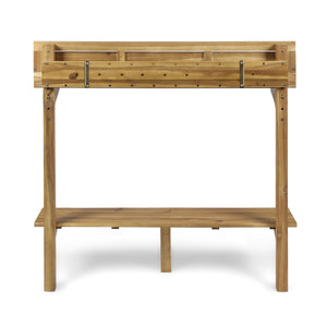 English Elm 3-piece Acacia Balcony Bar Set Railing Mount with Shelf and Two Stools Outdoor 62980.00