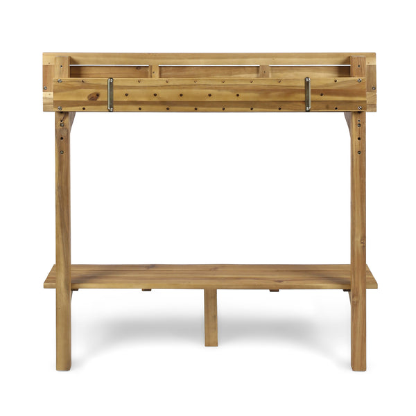 English Elm 3-piece Acacia Balcony Bar Set Railing Mount with Shelf and Two Stools Outdoor 62980.00