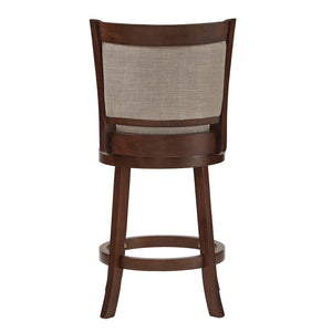Homelegance By Top-Line Sydney Upholstered Back Swivel 24" Counter Height Stool Grey Rubberwood