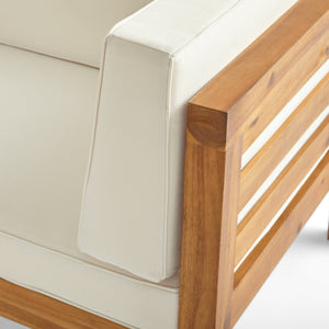 English Elm Christopher Knight Home® - OANA Outdoor Club Chair with Acacia Wood Frame, Removable Cushions, Slatted Design for Quick Drying Beige 65546.00BGE