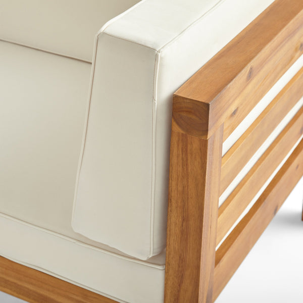 English Elm Christopher Knight Home® - OANA Outdoor Club Chair with Acacia Wood Frame, Removable Cushions, Slatted Design for Quick Drying Beige 65546.00BGE