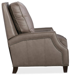 Hooker Furniture Caleigh Taupe Leather Recliner With Nailhead Trim, Modified Wingback, Solid Wood Legs, Manual Recline RC143-094