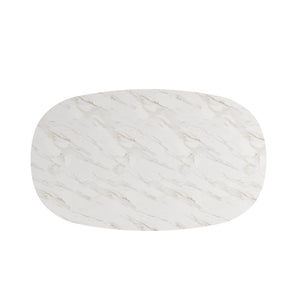 A.R.T. Furniture Verge Elegant Oval Cocktail Table: Sculptural Marble Top & Warm Metallic Base for Modern Living Rooms 337302-1043