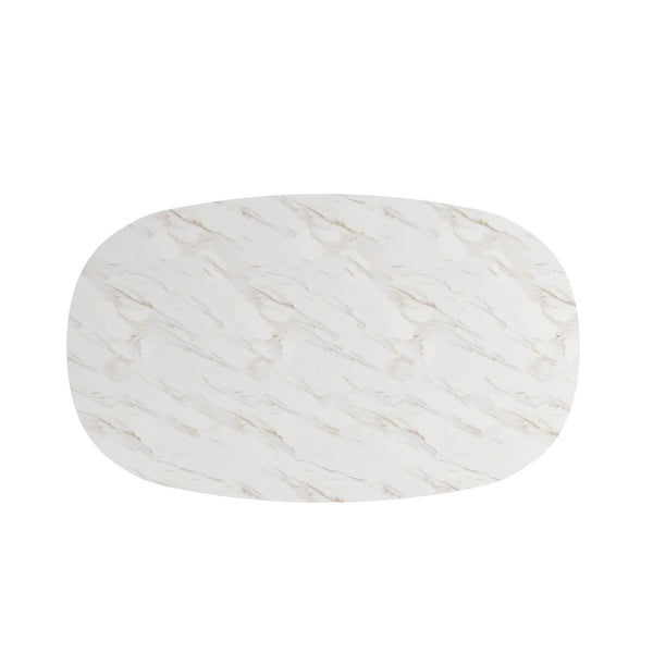 A.R.T. Furniture Verge Elegant Oval Cocktail Table: Sculptural Marble Top & Warm Metallic Base for Modern Living Rooms 337302-1043