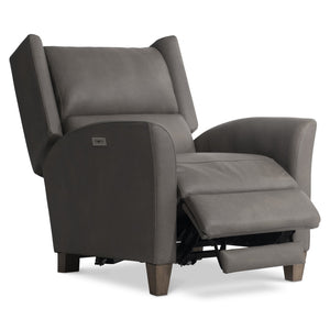 Bernhardt Bernhardt Weller Gray Leather Power Motion Chair With Pop-Up Headrest Usb Port Plush Stitching 231RLCO